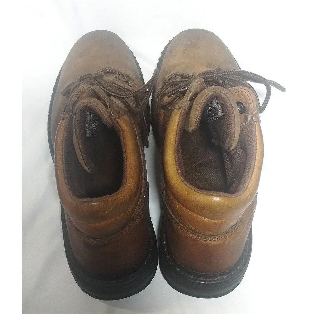 Ariat Mens Brown Leather Lace Up Ankle Work Boots Round Toe Low Heel 11 B